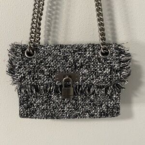 Kurt Geiger Black and White Tweed Shoulder Bag